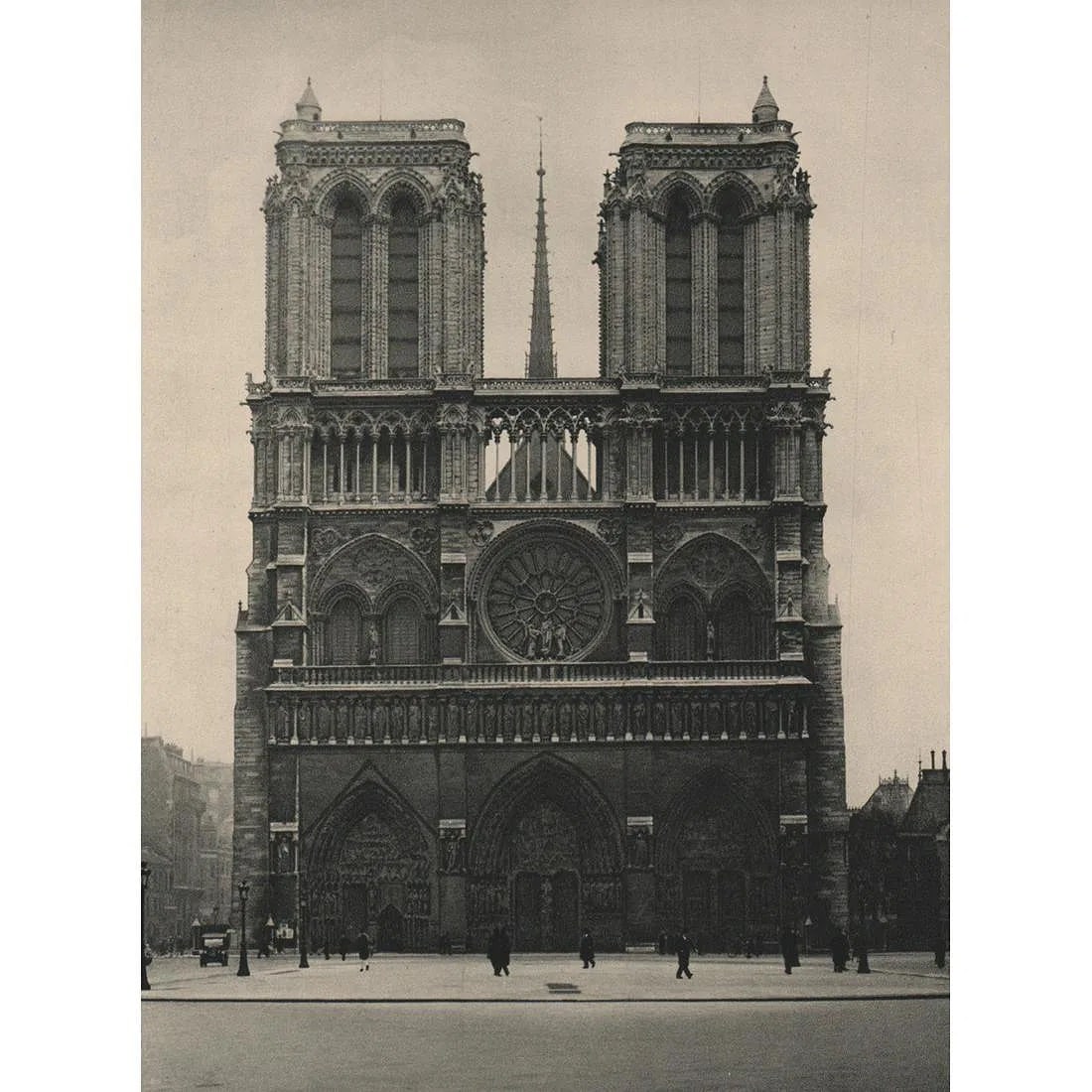 MARIO BUCOVICH (ITALIAN) PRINT ON PAPER: Mario Bucovich (Italian) Print on Paper. Notre Dame. Printed in Germany in 1920s. Measures 8.50 x 5.75 inches. Gravure.