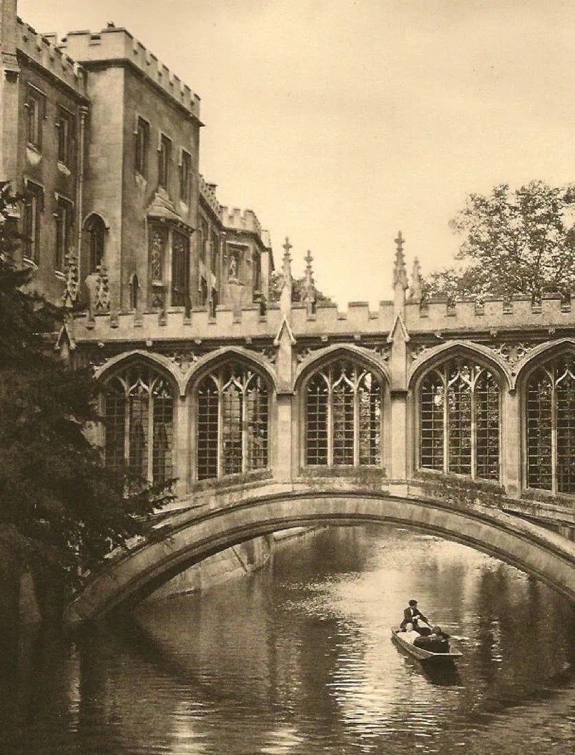 E.O. HOPPE (BRITISH) PRINT ON PAPER: E.O. Hoppe (British) Print on Paper. Bridge of Sigh, St. Johns College, Cambridge. Printed in Germany in 1927. Measures 6.00 x 8.00 inches. Gravure.