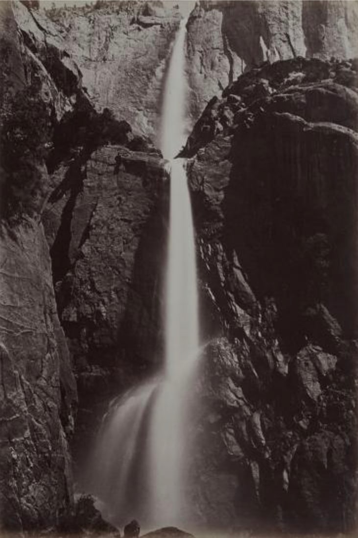 CARLETON E. WATKINS (AMERICAN) PRINT ON PAPER: Carleton E. Watkins (American) Print on Paper. Yosemite falls (1878). 11.75 x 16.75 inches.