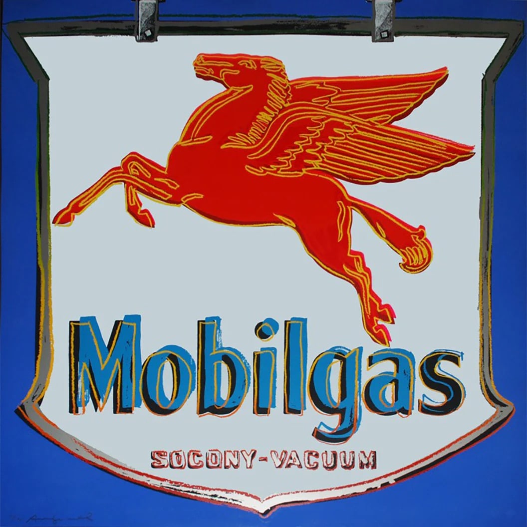 AFTER ANDY WARHOL (AMERICAN) SILKSCREEN: After Andy Warhol (American) Silkscreen. Mobilgas (1985), Ads Porfolio. Measures 38.00 x 38.00 inches. Stamping/embossed. FSII 350.