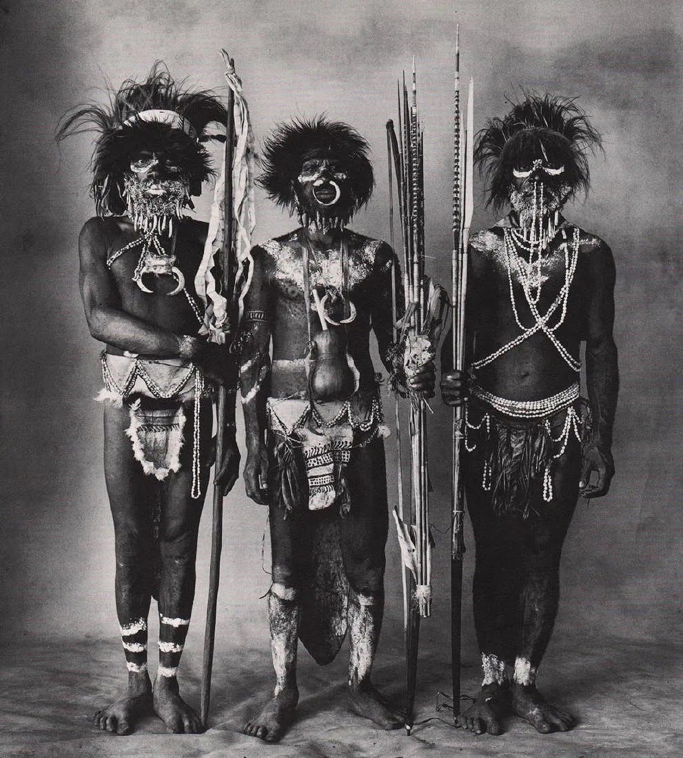 IRVING PENN (AMERICAN) PRINT ON PAPER: Irving Penn (American) Print on Paper. Henganofi Tribesman. Printed in USA in 1970s. Measures 9.00 x 8.00 inches. Photoengraving.