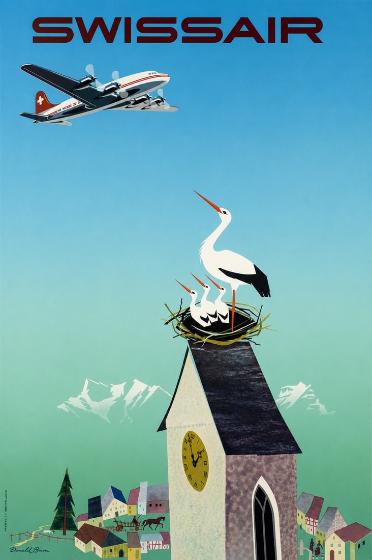 AFTER SWISSAIR POSTER: After Swissair Poster. Adhered to canvas.