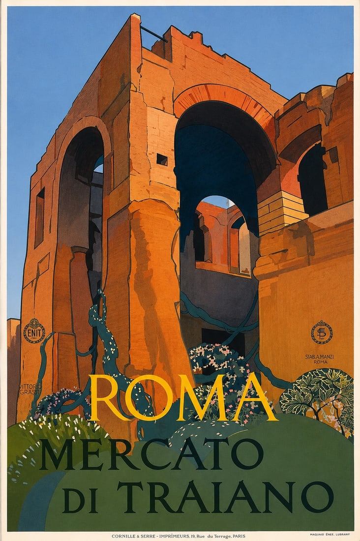 AFTER ROMA POSTER: After Roma Poster. Adhered to canvas.
