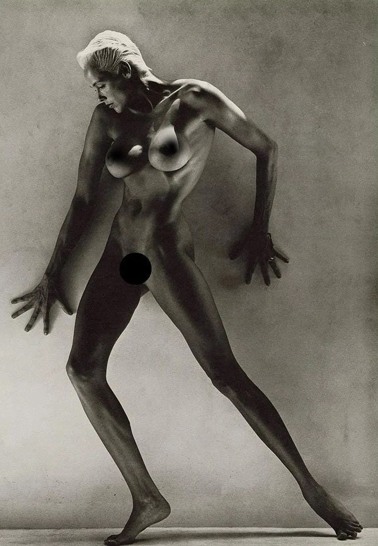 GREG GORMAN (AMERICAN) PRINT ON PAPER: Greg Gorman (American) Print on Paper. Brigitte Nielsen, Los Angeles (1988). Printed in USA in 1989. Photo Litho. Measures 8.95 x 12.90 inches.