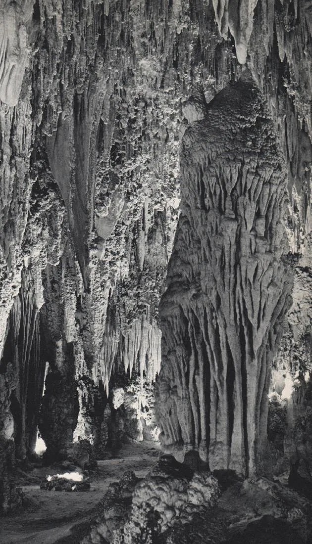 JOSEF MUENCH (AMERICAN) PRINT ON PAPER: Josef Muench (American) Print on Paper. The Queens Chamber, Carlsbad Caverns, New Mexico. Printed in USA in ca. 1960. Measures 5.00 x 8.25 inches. Gravure.