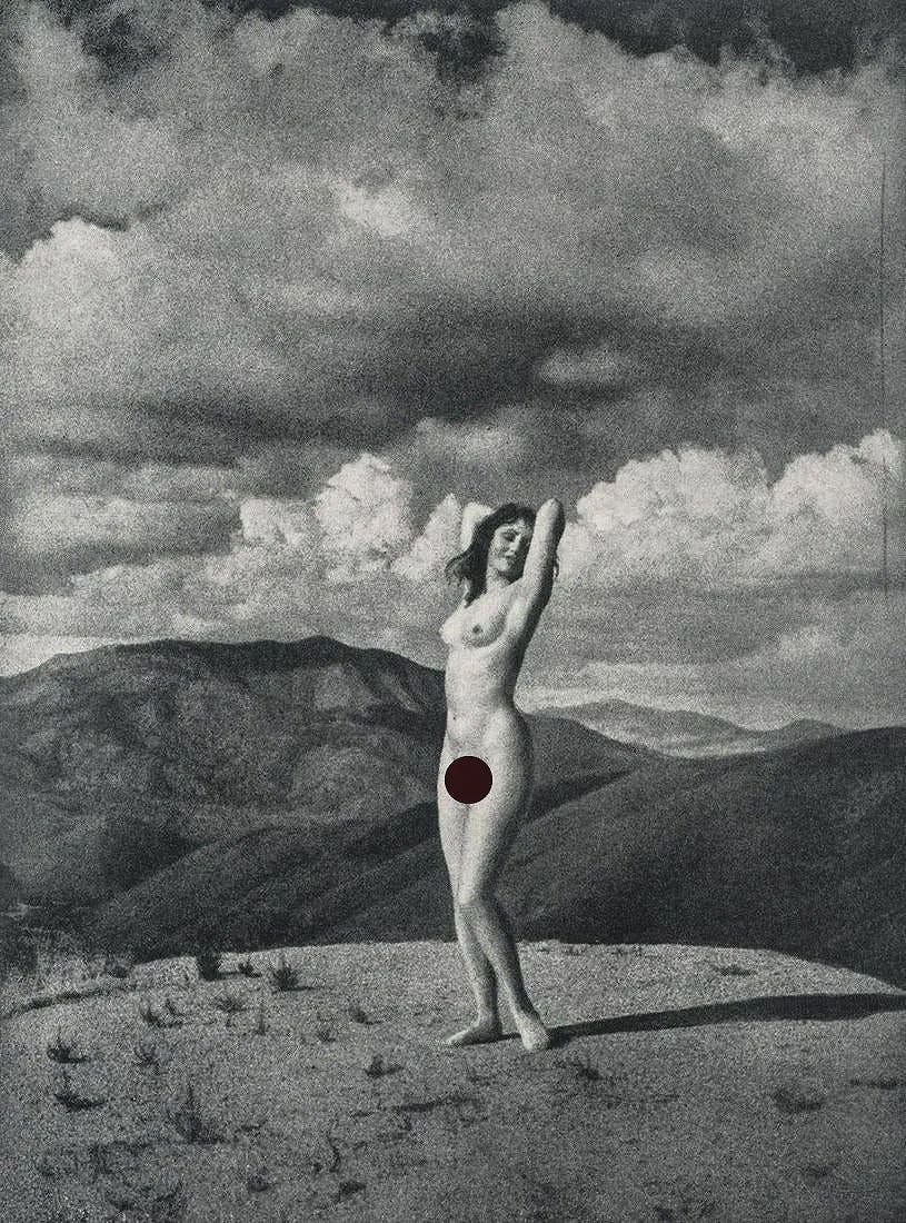 WILLIAM MORTENSEN (AMERICAN) PRINT ON PAPER: William Mortensen (American) Print on Paper. Por La Manana. Printed in USA in 1940. Measures 4.50 x 6.10 inches. Photoengraving.