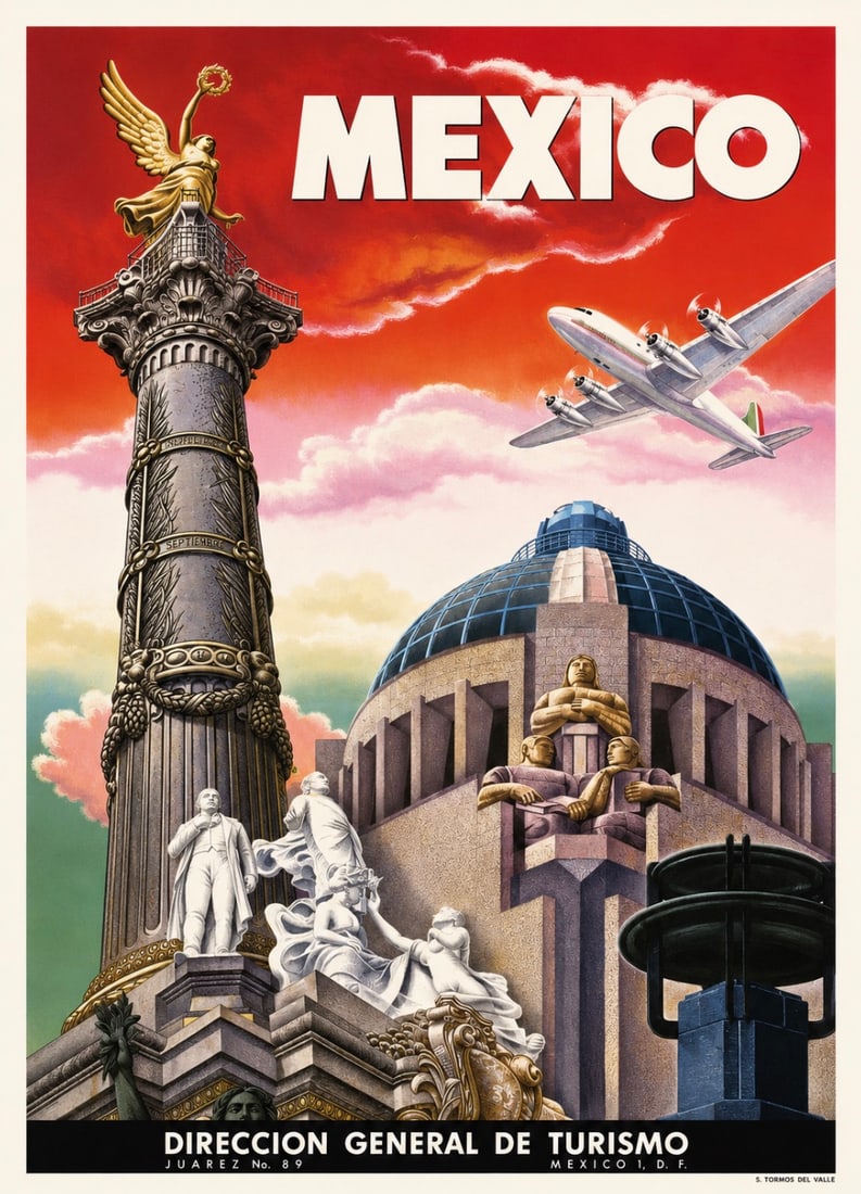 AFTER MEXICO POSTER: After Mexico Poster. Direccion General de Turismo. Adhered to canvas.