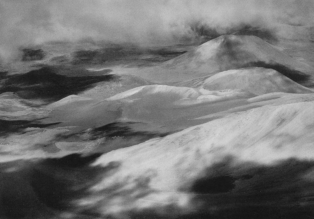 ANSEL ADAMS (AMERICAN) PRINT ON PAPER: Ansel Adams (American). In the Crater of Haleakala, Hawaii (1948). Printed in Italy in 2007 and Published by Little, Brown and Company. Measures 7.50 x 5.50 inches. Semi-gloss finish.