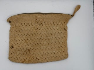 Vintage Crocheted Coin Purse Zipper Pouch Rosette Detail (1 of 4)