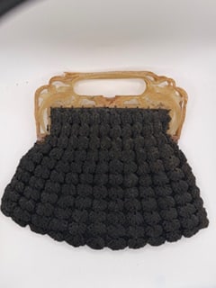 Antique Art Deco Crochet Handbag Celluloid Frame 1920s Purse (1 of 5)