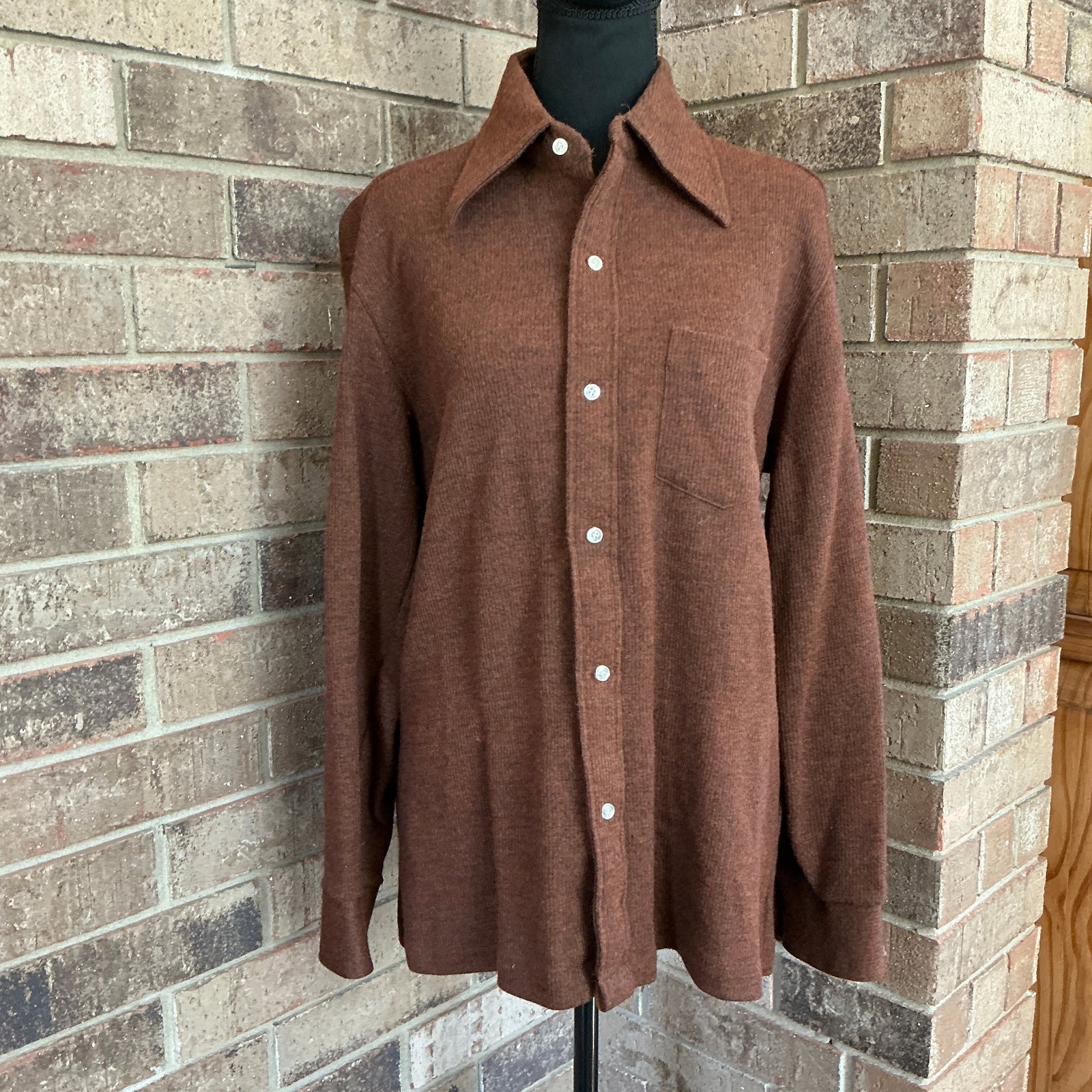 Vintage Pendleton Board Shirt Wool Brown 1960s USA Medium Loop Collar (1 of 8)