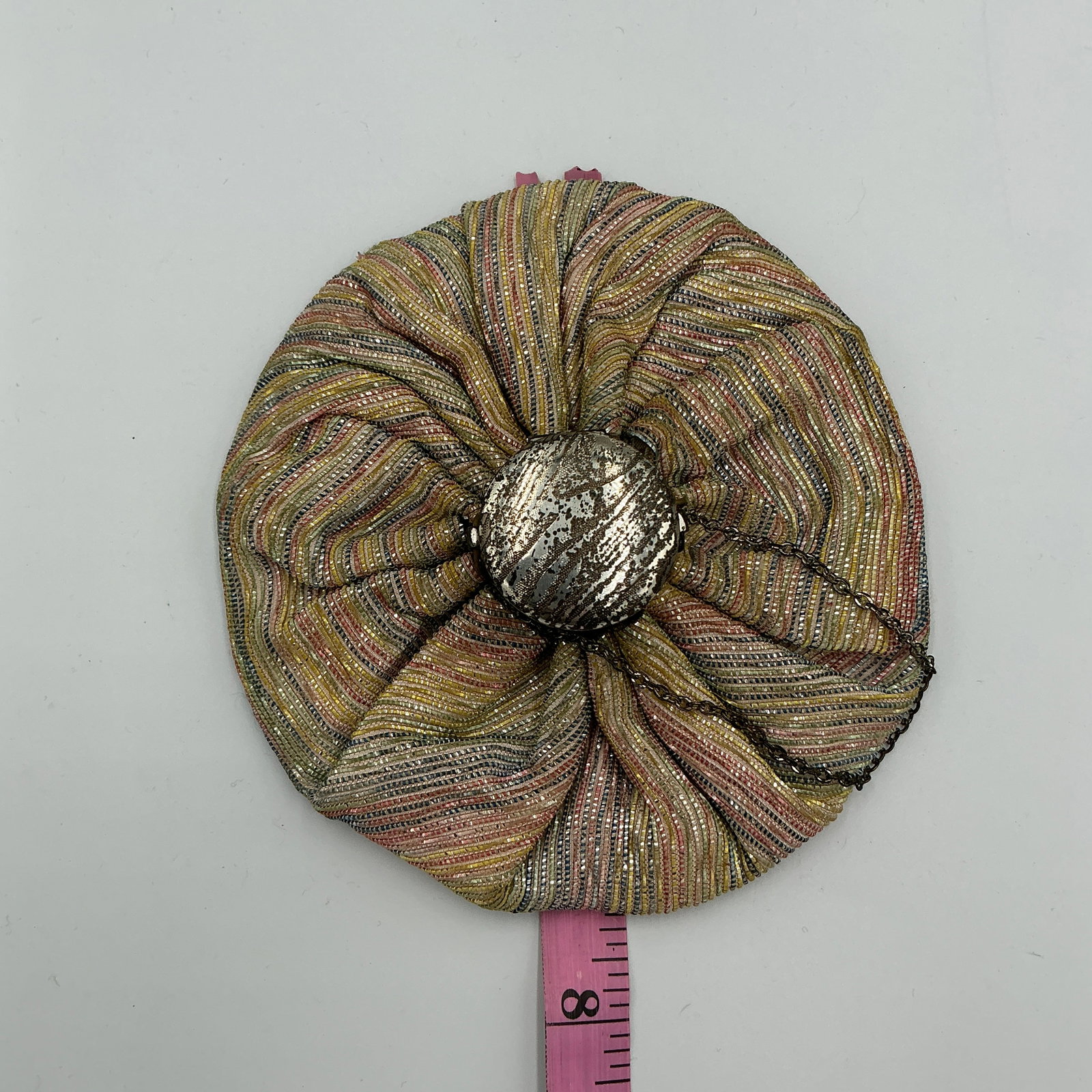 Vintage Pleated Fabric Evening Purse with Metal Frame & Chain Handle (1 of 6)