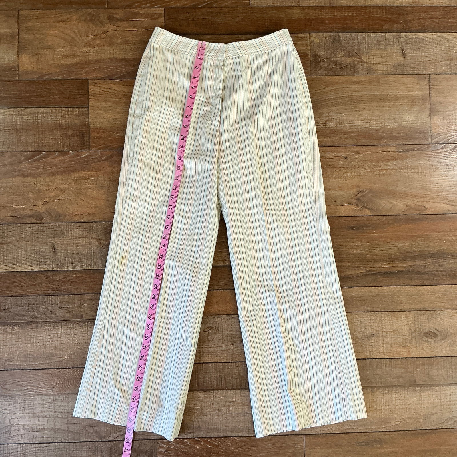 Vintage CAT.O Pastel Stripe High-Waist Trousers, Wide Leg Polyester Pants, Circa 1970s (1 of 9)