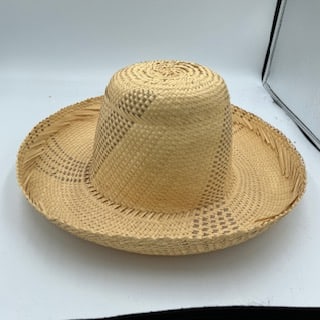 Vintage Woven Straw Hat Wide Brim Sun Hat Natural Fiber (1 of 6)