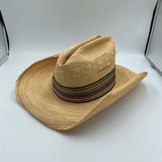 Vintage Miller Bros Western Wear Straw Cowboy Hat Size 7 1/8 Multicolor Band (1 of 9)