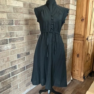Vintage ACT I New York Black Midi Dress, Sleeveless w Belted Waist (1 of 13)
