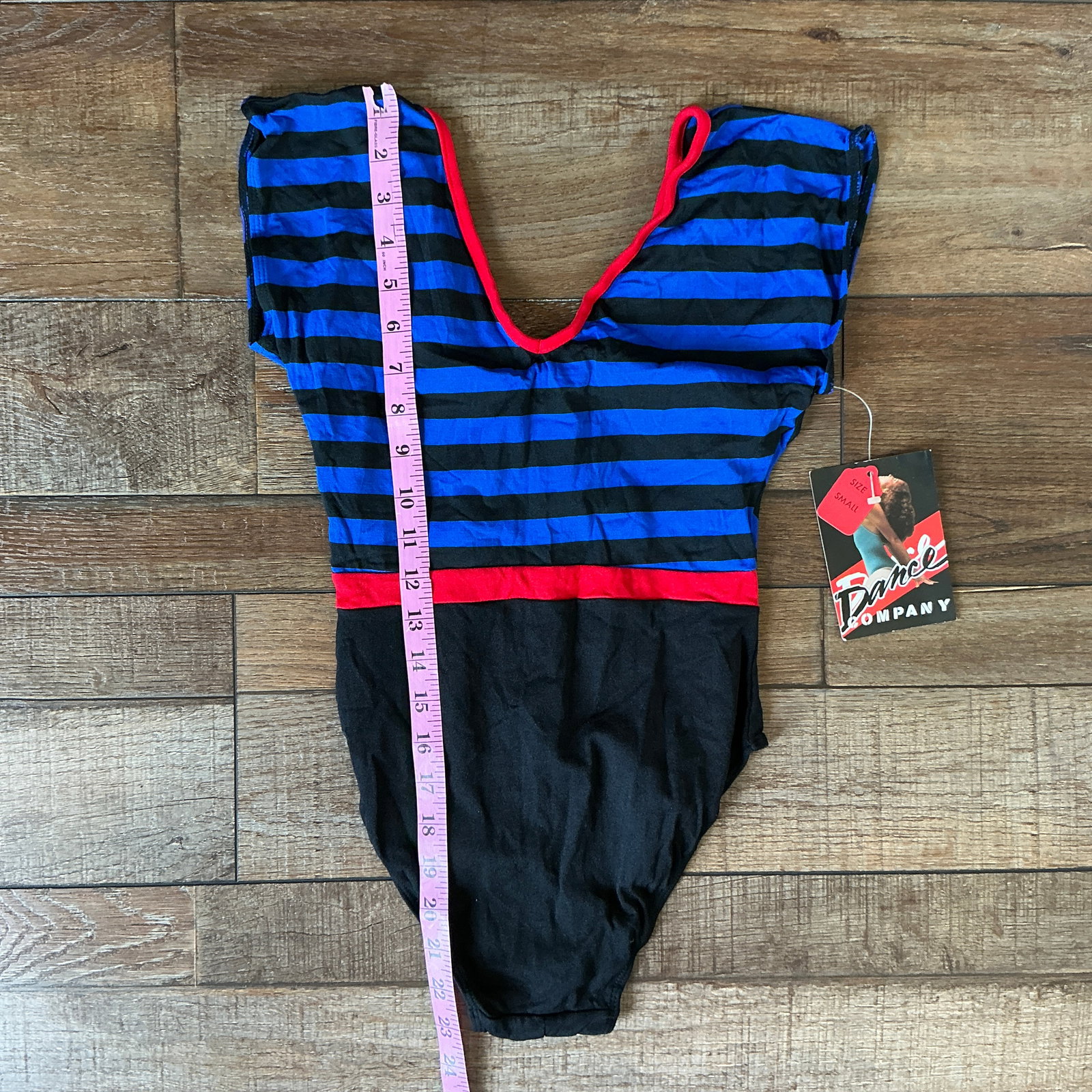 Vintage Dance Company Striped Leotard – Blue & Black with Red Trim, Size Small (NWT) (1 of 9)