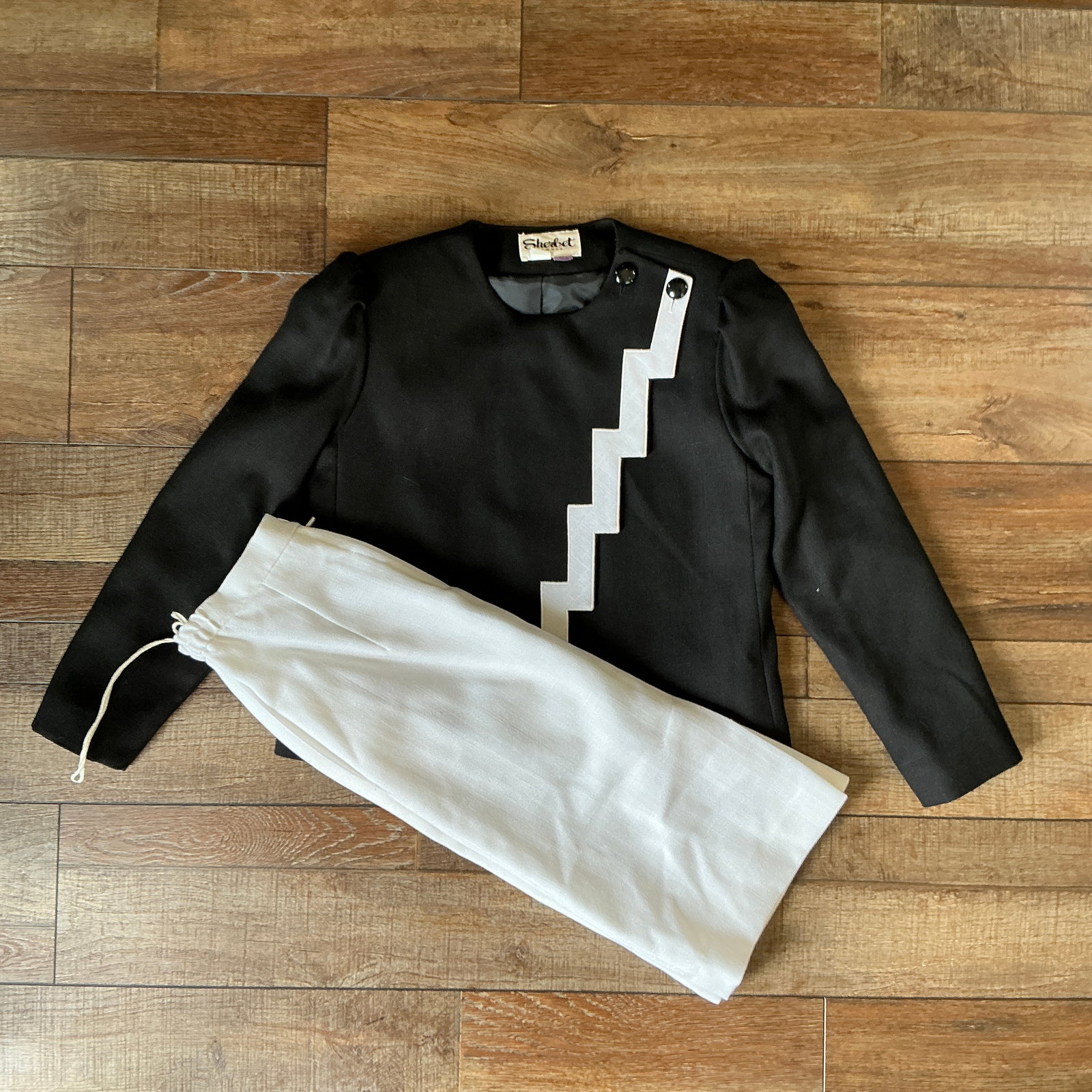 Vintage Sherbet 2-Piece Set – Black & White Geometric Top + Wide Leg Pants Size 8 (1 of 12)