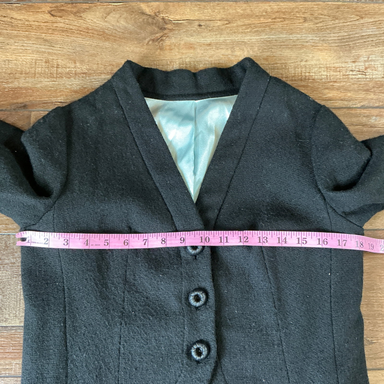 Vintage Sandra Sage Black Cropped Jacket – Satin Lined, Three-Button Front - 5