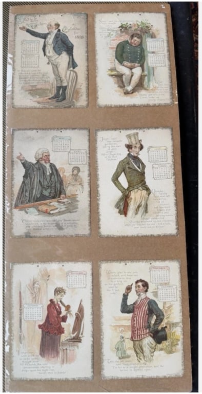 1895 Charles Dickens Pickwick Papers Calendar Ernest Nister Litho Complete (1 of 10)