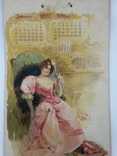 1897 Atlantic & Pacific Tea Co Calendar Victorian Ladies Advertising Complete Set (1 of 9)