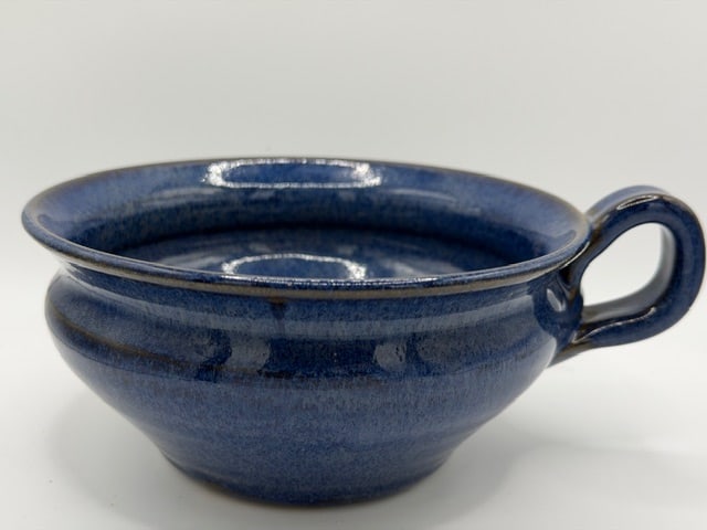 Signed Studio Pottery Blue Stoneware Soup Mug Bowl Handle Handmade 1999 (1 of 6)