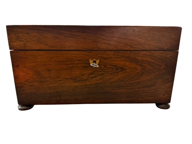 Antique Wooden Document Box Chest with Key Lock Velvet Lined Interior (1 of 12)