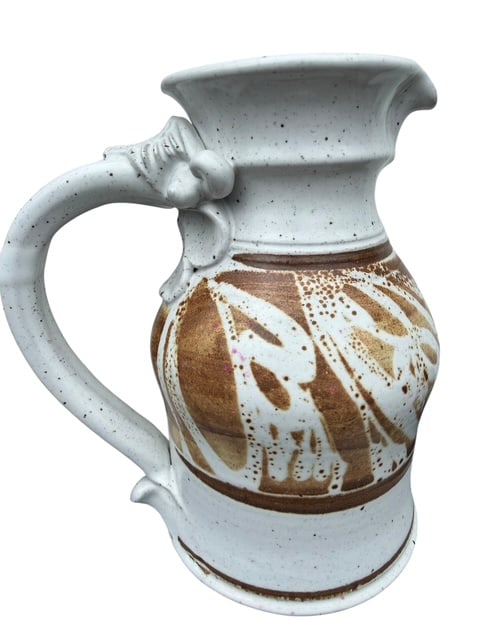 Vintage Studio Pottery Pitcher Signed John Schulps Stoneware 9” Handmade Rustic (1 of 6)