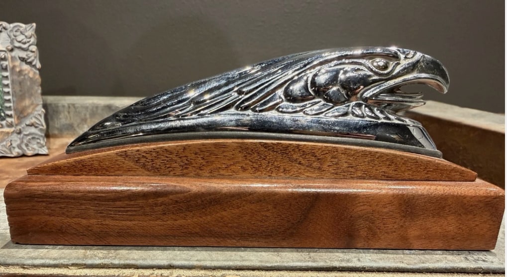 Art Deco Eagle Hood Ornament Mounted Sculpture on Custom Wood Base (1 of 3)