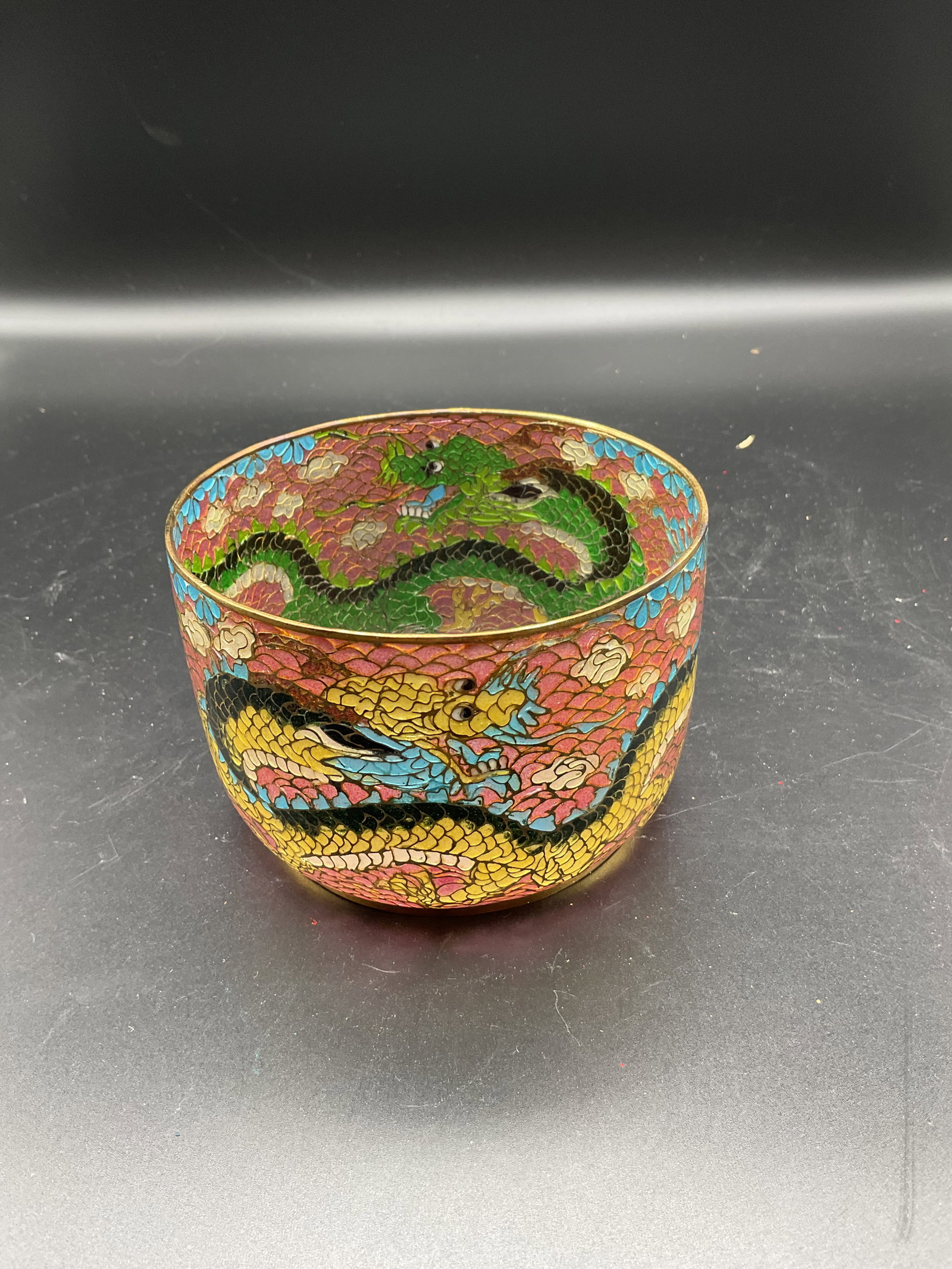Antique Chinese Cloisonné Enamel Dragon Bowl with Lid (1 of 6)