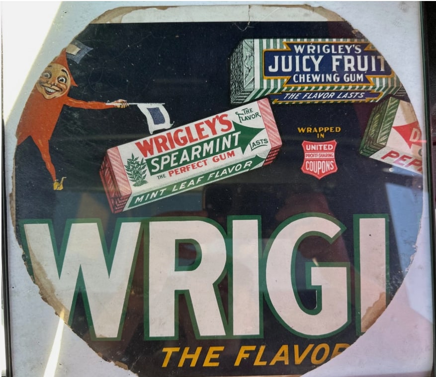 Rare WWI Era Wrigley’s Doublemint Gum Trolley Car Advertising Sign – “Helps You to Come: Rare and highly collectible World War I era Wrigley’s Doublemint chewing gum advertising sign originally used in a trolley or streetcar advertising display. This striking antique advertisement featu