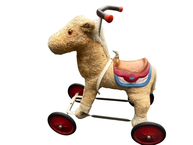 Vintage Roy Rogers "Trigger" Plush Ride-On Pony Toy with Rolling Cart Base (1 of 8)