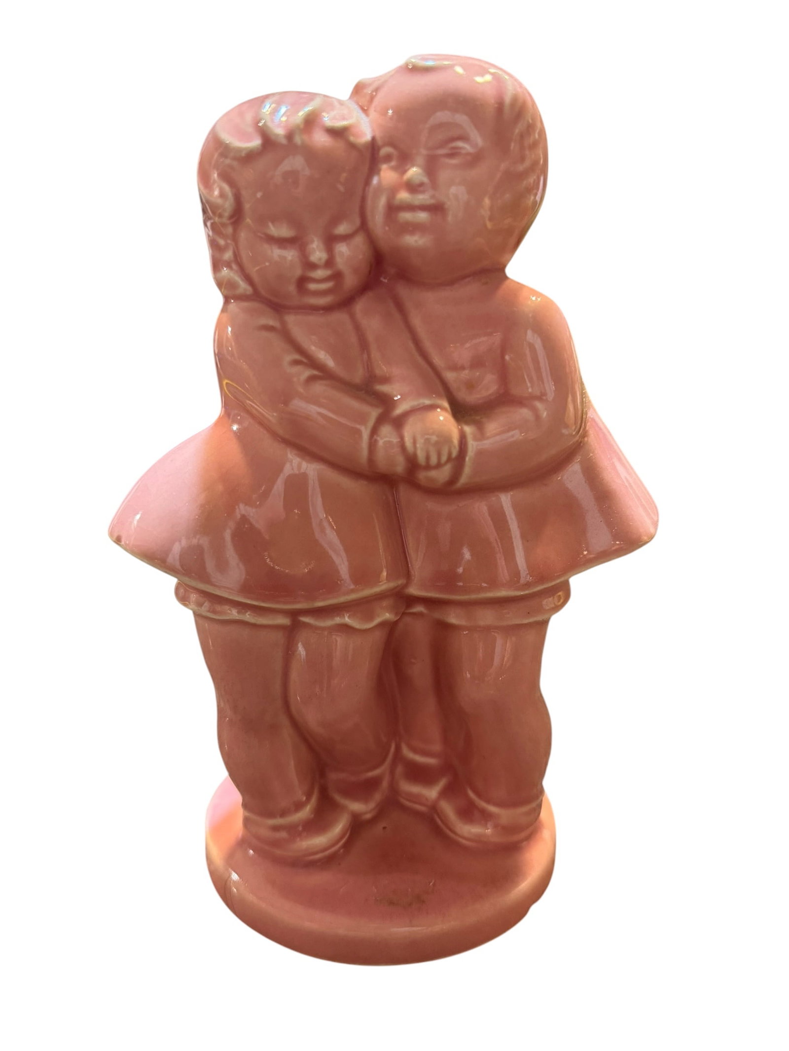 Vintage USA Pottery Pink Children Double Figural Planter, Mid-Century (1 of 5)