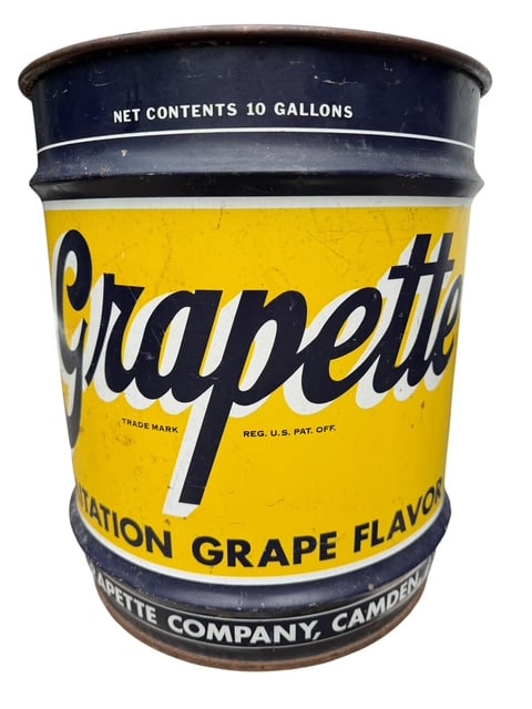 Vintage Grapette 10 Gallon Syrup Advertising Tin, Camden Arkansas (1 of 6)