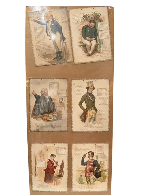 Six 1895 Charles Dickens Character Calendar Lithographs, Complete Set (1 of 4)