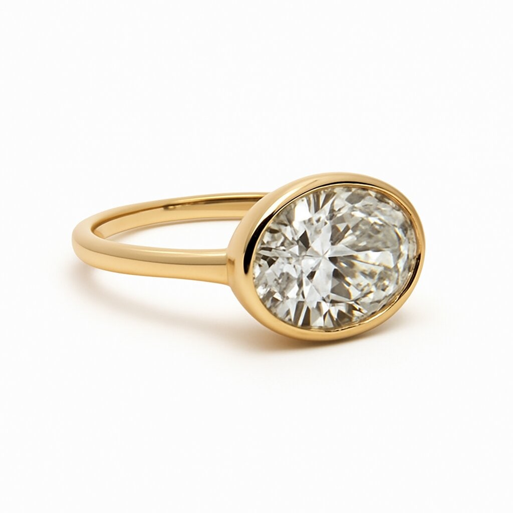 IGI Certified Lab Grown OVal Bezel Solitare Ring 3 Carats 14K (1 of 3)