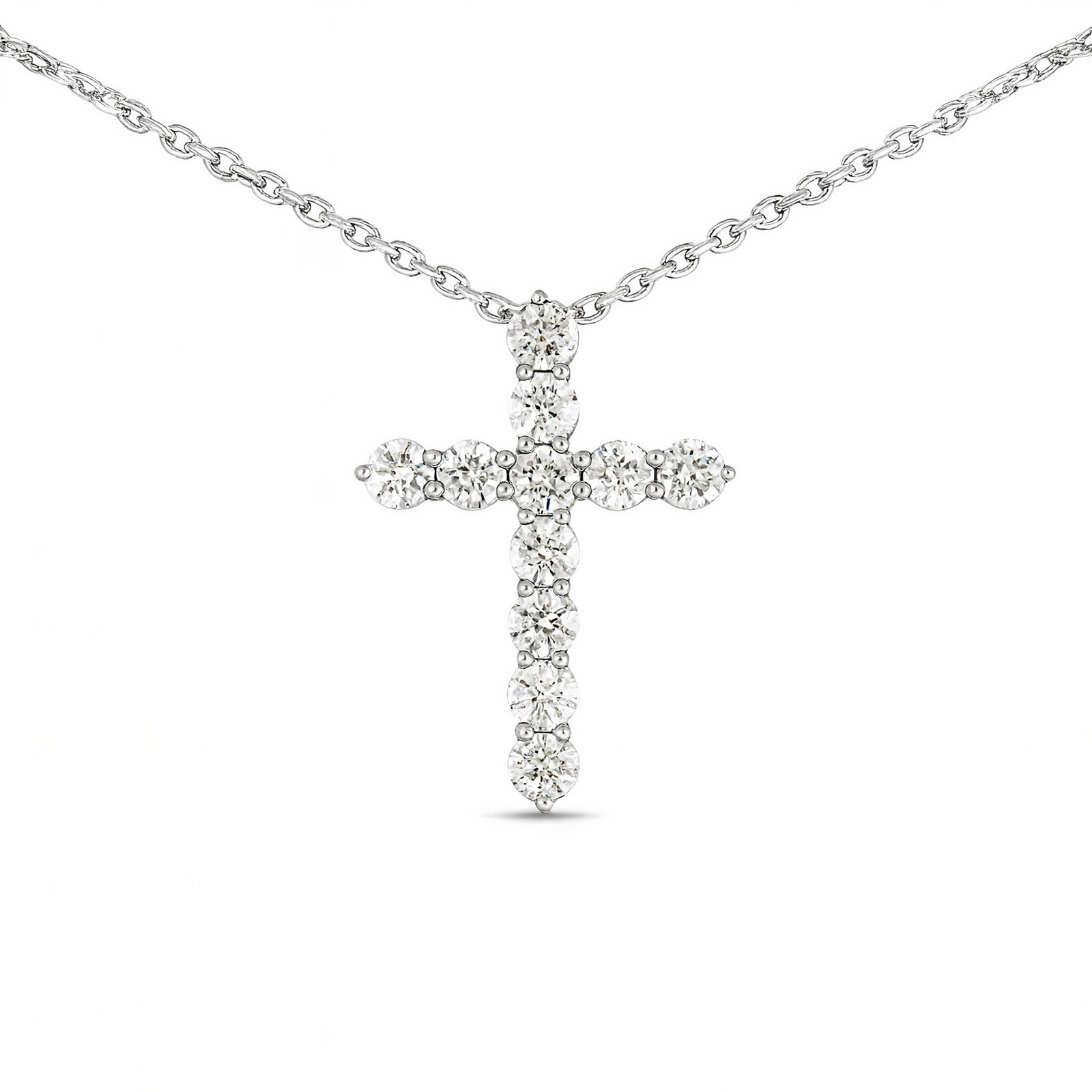 Lab Grown Diamond Cross Necklace 0.90 Carats 14K (1 of 3)