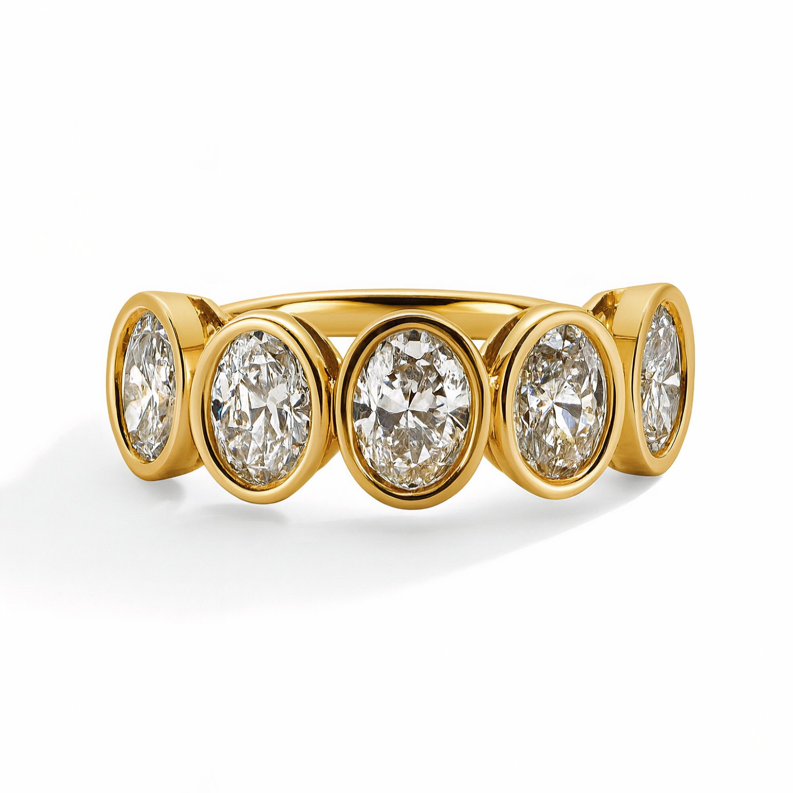 Lab Grown Five Stone Oval Shape Stackable Band Ring 2 Carats 14K (1 of 3)