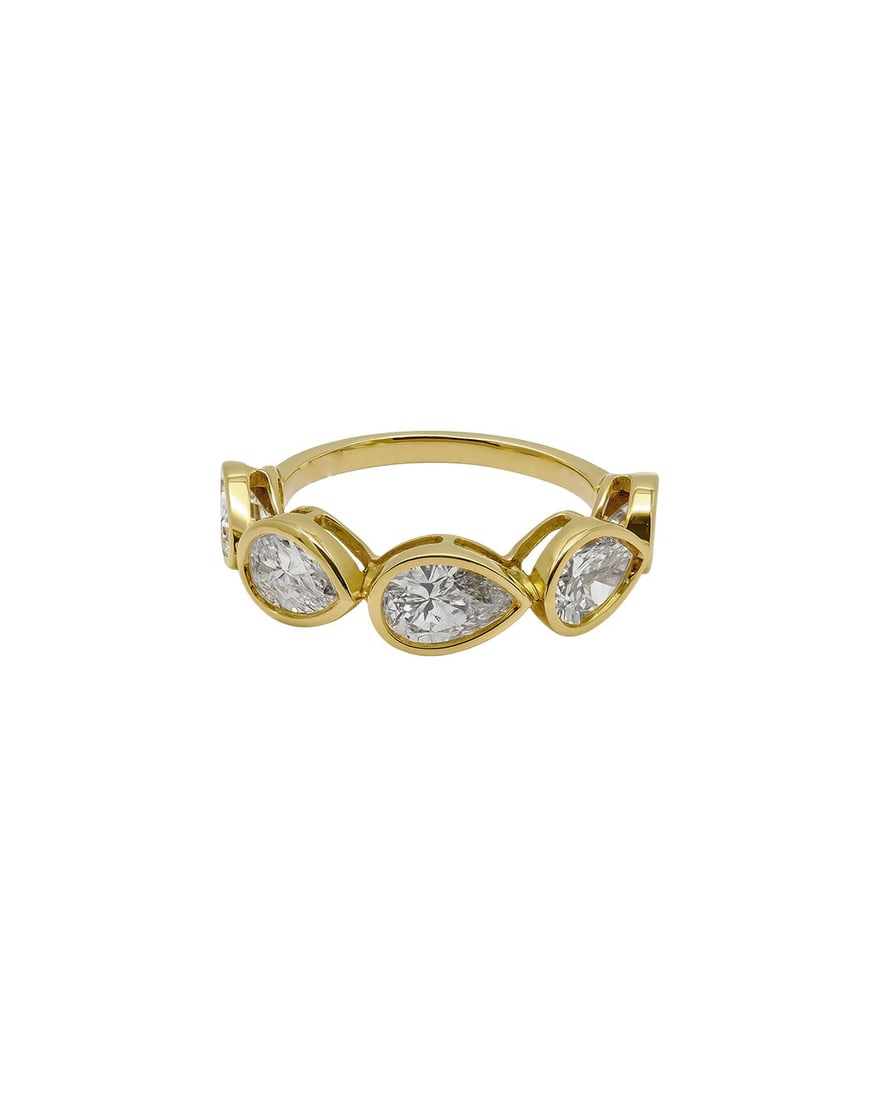 Lab Grown Five Stone Pear Shape Stackable Band Ring 2 Carats 14K (1 of 3)