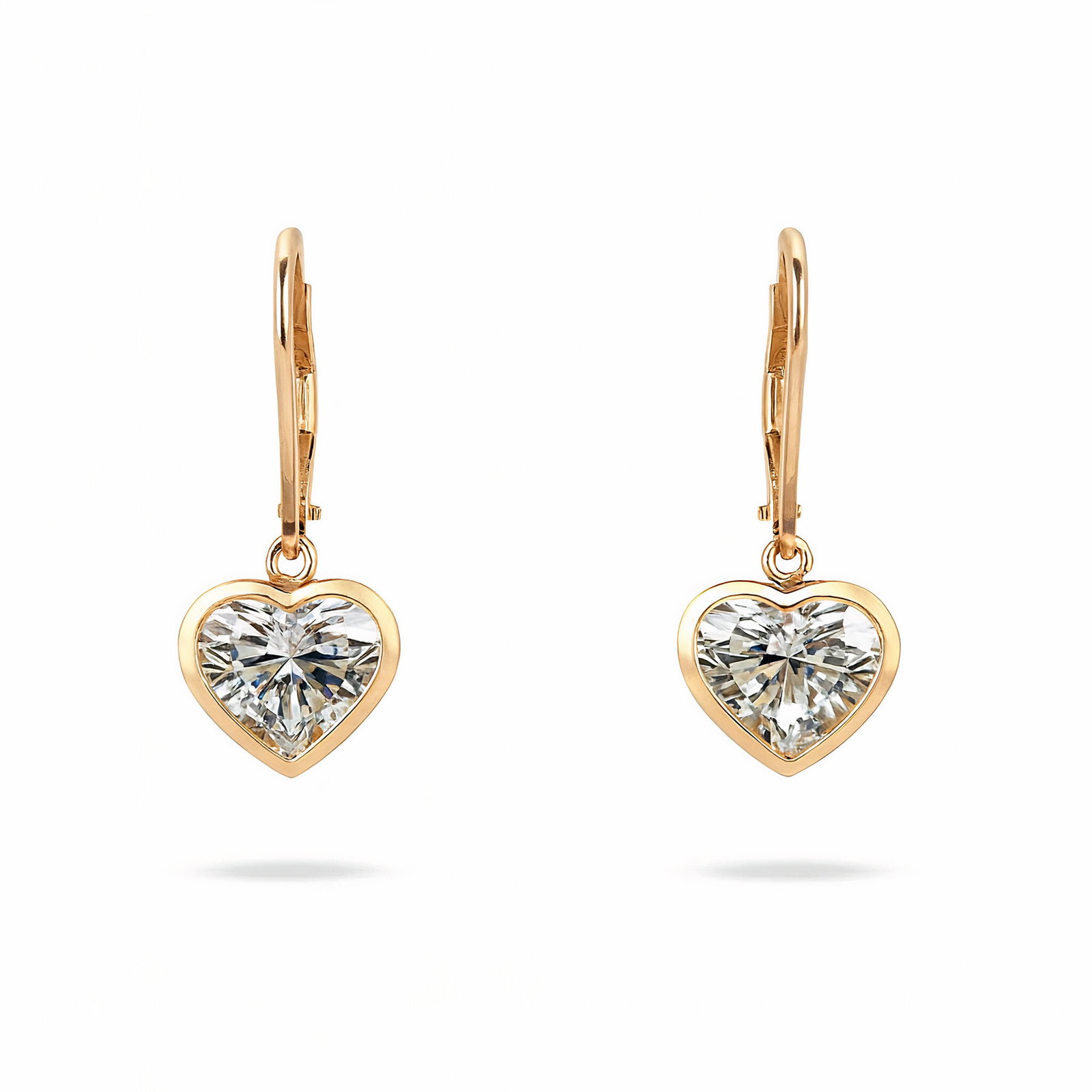 IGI Certified Lab Grown Diamond Heart Bezel Drop Earrings 4 Carats 14K (1 of 3)