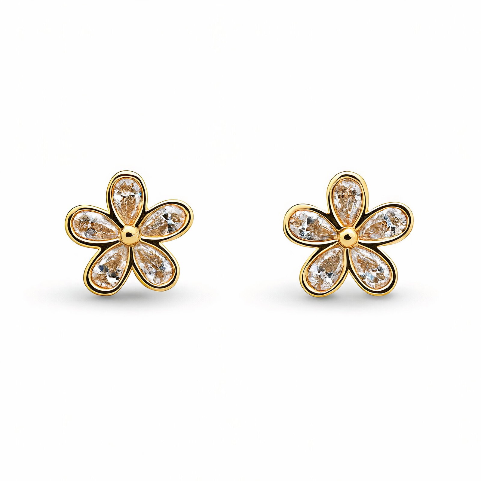 Lab Grown Pear Shape Floral Bezel Stud Earrings 1.75 Carats E-F VVS2-VS1 14K (1 of 3)
