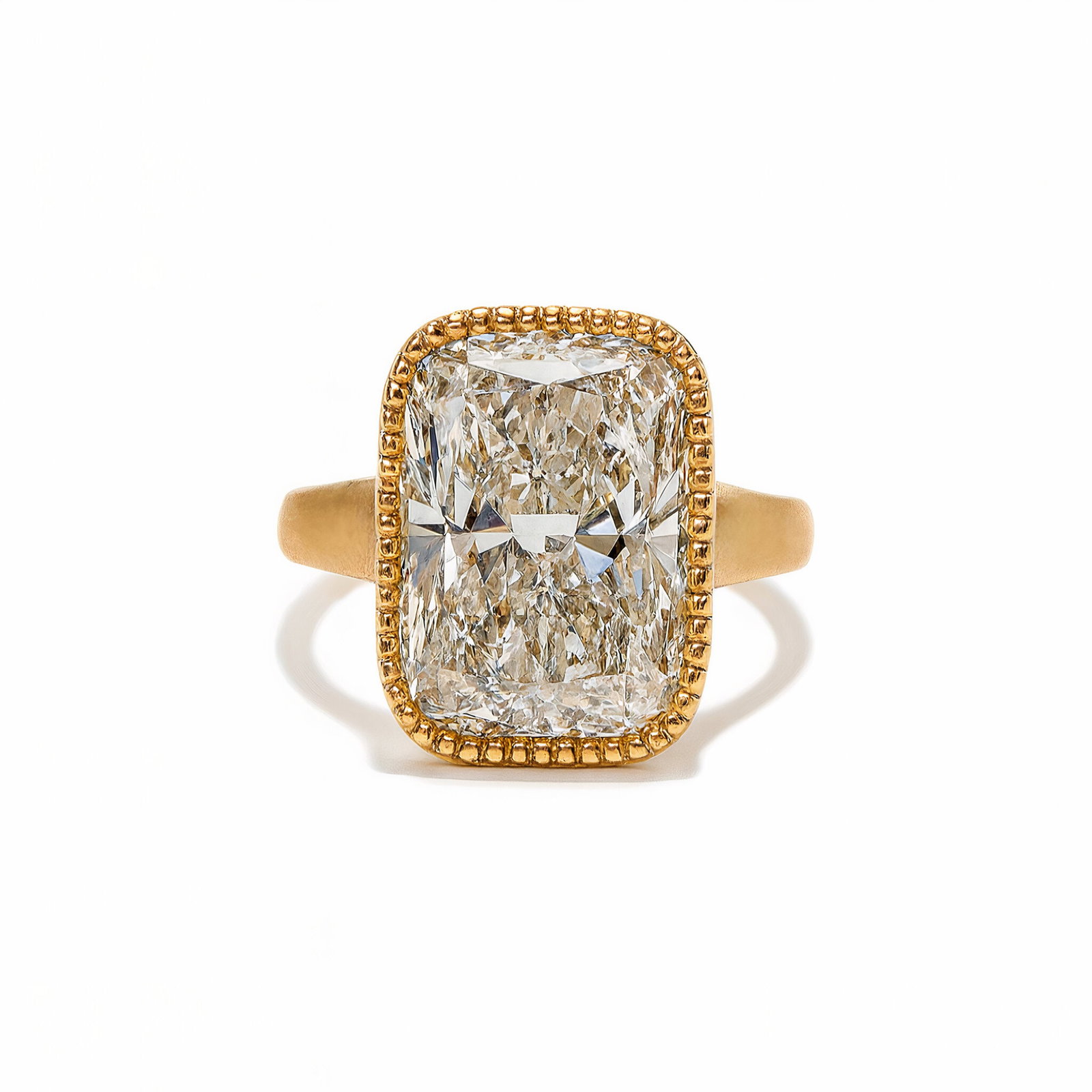 Lab Grown Diamond Beaded Bezel Solitare Engagement Ring 7.10 Carats 18K Gold (1 of 3)