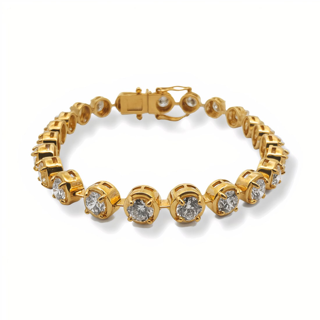 Lab Grown Diamond Bar Tennis Bracelet 6.09 Carats 14K Yellow Gold (1 of 2)