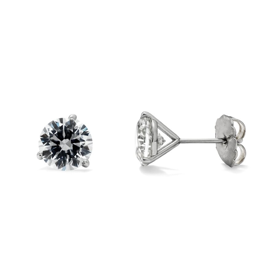 Lab Grown IGI Certified Diamond Stud Earrings 6 Carats D VS2: IGI Certififed Lab Grown Diamond Stud Earrings weighing 6 Carats Color D Clarity VS2 in a 3 Prong Martini Setting, 14 Karat White Gold