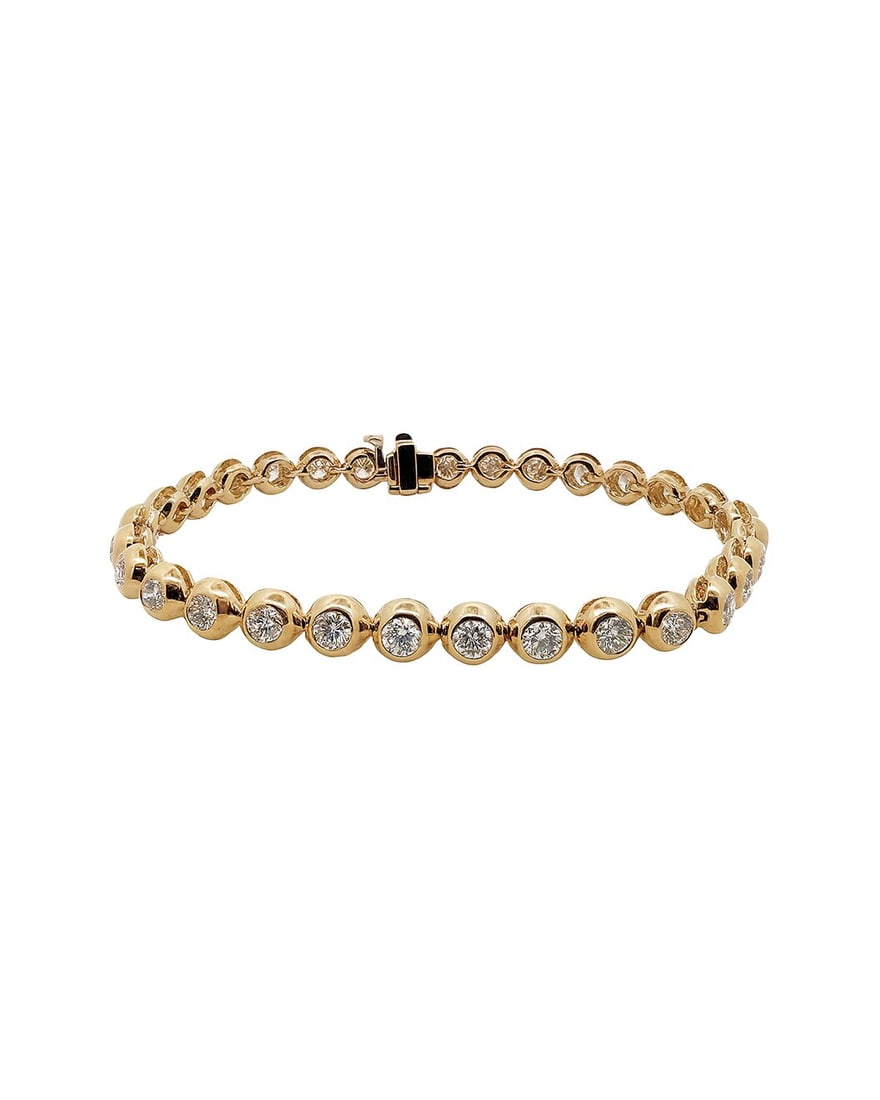 Lab Grown Round Brilliant Bezel Set Tennis Necklace 5.22 Carats 14K (1 of 2)