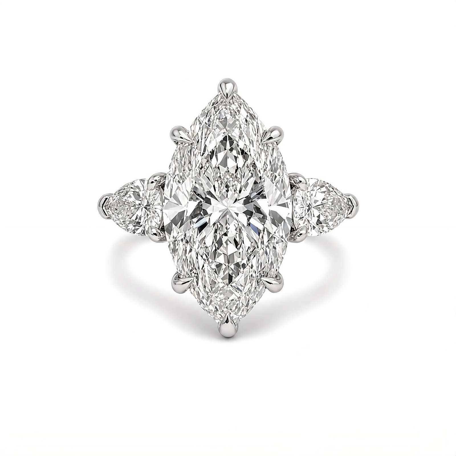IGI Certified Lab Grown Marquise Three Stone Diamond Engagement Ring 4.64 CTTW 14K (1 of 3)