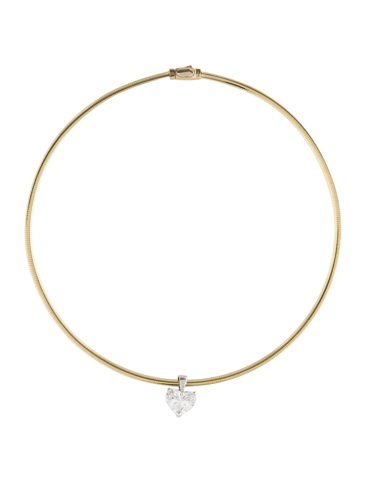 IGI Certified Lab Grown Heart Shape Omega Choker Necklace 6 Carats 14K (1 of 2)