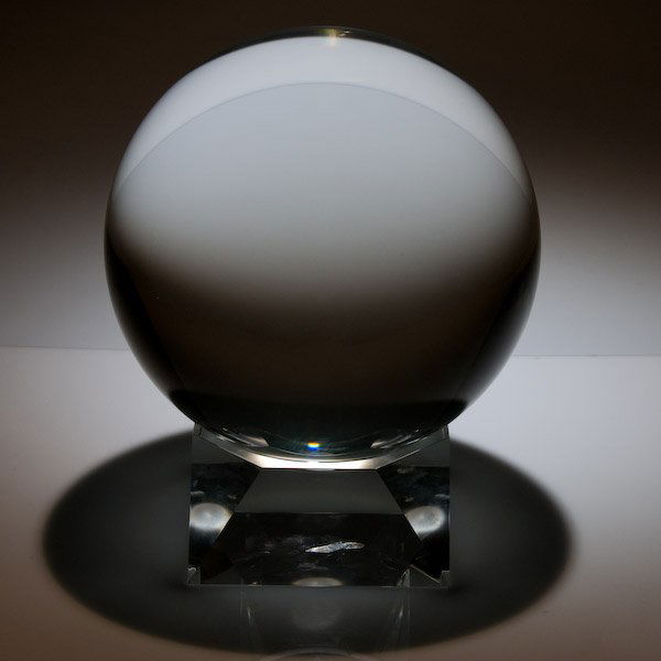 Optical Crystal: Optical Crystal medium "Crystal Sphere" with crystal base. Perfect for someone in need of "crystal ball". Sphere fits on crystal base to the exact precise mesurement. Diameter 8".