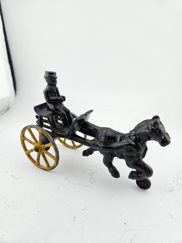 Antique Horsedrawn Wagon w/ Black Driver. (1 of 5)