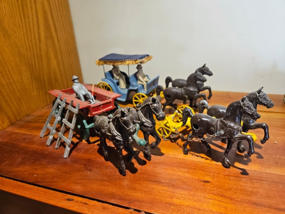 Trio of Antique Metal Horsedrawn Vehicles. (1 of 7)